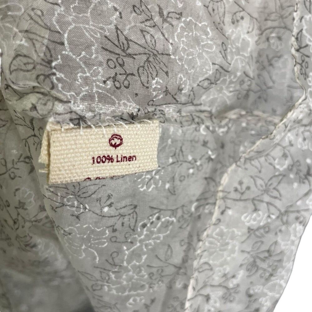 BUNA 100% Linen Sheer Peasant Dress XXL Floral Cottagecore - Picture 7 of 14